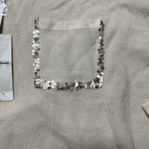 NWT Tommy Bahama‎ Serena Sequin Pocket- Wool & Cashmere Sweater- Medium - Picture 2 of 11